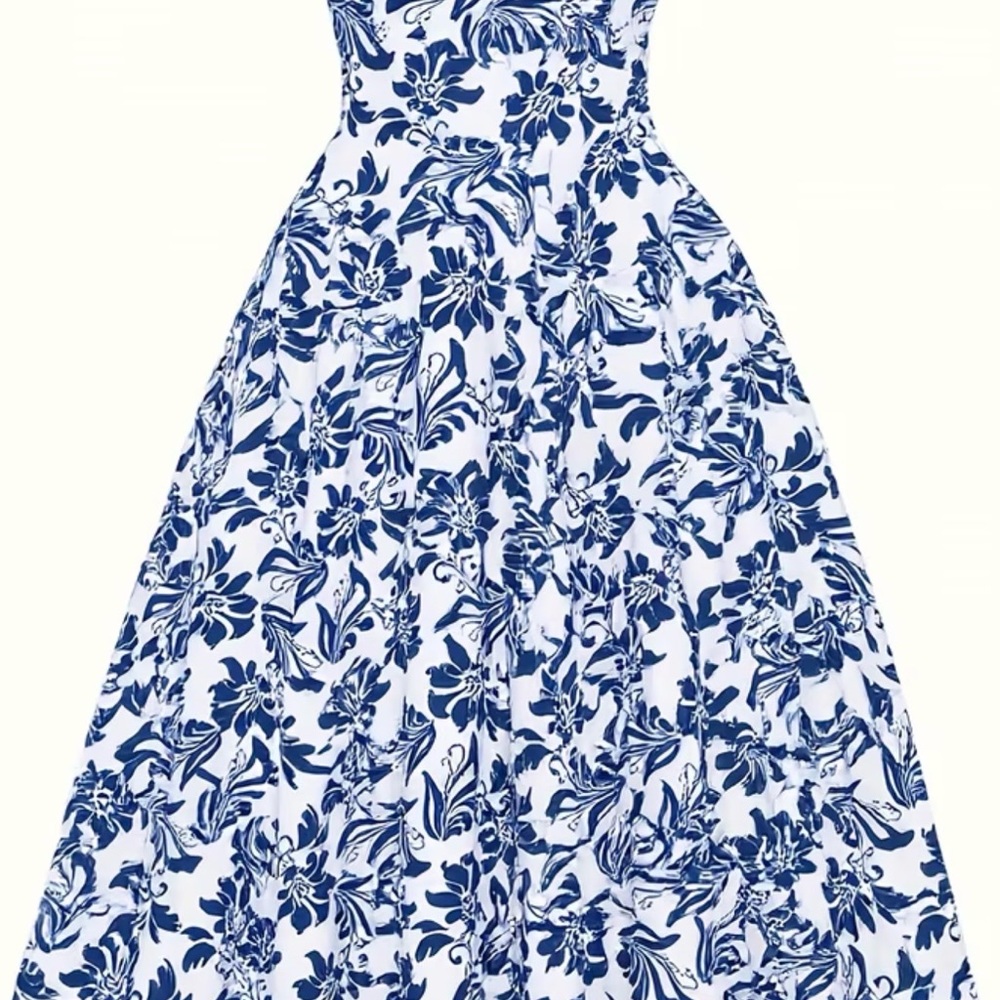🐣2X HOST PICK!!🐣 Vintage 50’s Vibe Blue Floral Dress LAST ONE - Picture 8 of 8